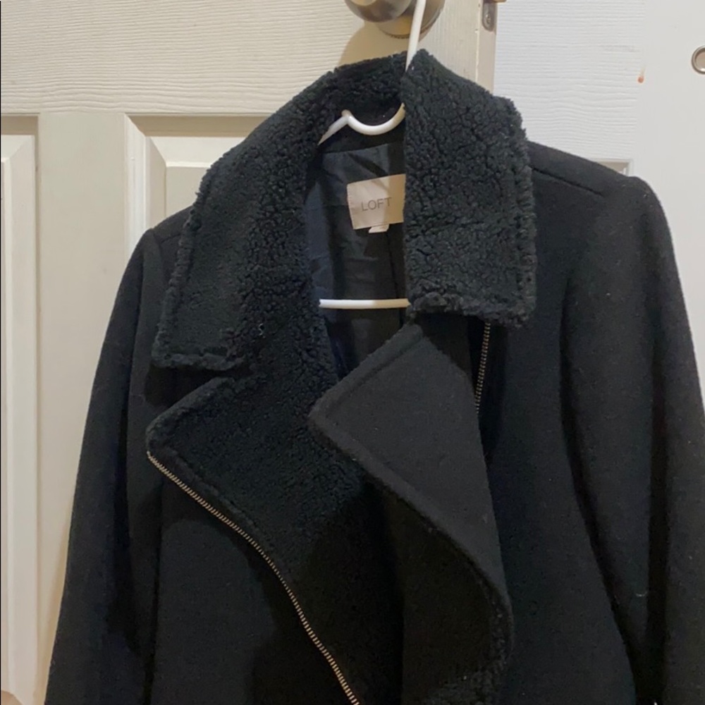 Loft fleece trim moto coat
